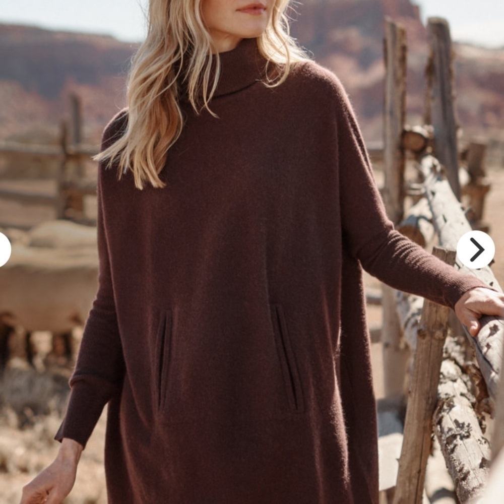 Garnet hill Womens brown oversized turtleneck sweater wool/ cashmere blend S